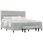 Preview: Boxspringbett mit Matratze & Bank Hellgrau 200x200 cm Samt