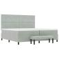Preview: Boxspringbett mit Matratze & Bank Hellgrau 200x200 cm Samt