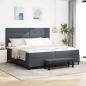 Preview: ARDEBO.de - Boxspringbett mit Matratze & Bank Dunkelgrau 200x200 cm Samt