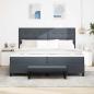 Preview: Boxspringbett mit Matratze & Bank Dunkelgrau 200x200 cm Samt