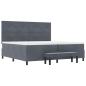 Preview: Boxspringbett mit Matratze & Bank Dunkelgrau 200x200 cm Samt