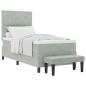Preview: Boxspringbett mit Matratze & Bank Hellgrau 90x190 cm Samt