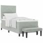 Preview: Boxspringbett mit Matratze & Bank Hellgrau 100x200 cm Samt