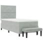 Preview: Boxspringbett mit Matratze & Bank Hellgrau 100x200 cm Samt