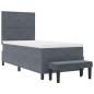 Preview: Boxspringbett mit Matratze & Bank Dunkelgrau 100x200 cm Velvet