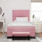 Preview: Boxspringbett mit Matratze & Bank Rosa 120x200 cm Samt