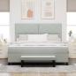 Preview: Boxspringbett mit Matratze & Bank Hellgrau 180x200 cm Samt