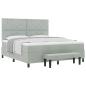 Preview: Boxspringbett mit Matratze & Bank Hellgrau 180x200 cm Samt