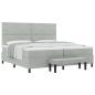 Preview: Boxspringbett mit Matratze & Bank Hellgrau 200x200 cm Samt