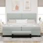 Preview: Boxspringbett mit Matratze & Bank Hellgrau 200x200 cm Samt