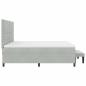 Preview: Boxspringbett mit Matratze & Bank Hellgrau 200x200 cm Samt