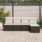 Preview: 5-teiliges Garten-Sofa-Set mit Kissen Braun Poly-Rattan