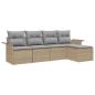 Preview: 5-teiliges Gartensofa Set mit Kissen - Beige Poly Rattan