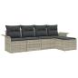 Preview: Outdoor-Sofa mit Kissen 5 pcs Hellgrau Poly-Rattan