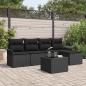 Preview: ARDEBO.de - 6-teiliges Garten Sofa Set mit Kissen Schwarzes Poly Rattan
