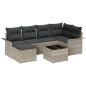 Preview: 7-teiliges Garten-Sofa-Set mit Kissen Hellgrau Poly-Rattan