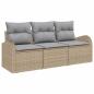 Preview: 3-teiliges Garten-Sofa-Set mit Kissen Beige Poly Rattan