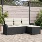 Preview: ARDEBO.de - 4-teiliges Garten Sofa Set mit Kissen Schwarz Poly Rattan