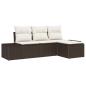 Preview: 4-teiliges Garten Sofa Set mit Kissen Braun Poly Rattan