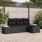 Preview: ARDEBO.de - 4-teiliges Garten Sofa Set mit Kissen Schwarz Poly Rattan