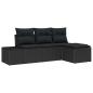 Preview: 4-teiliges Garten Sofa Set mit Kissen Schwarz Poly Rattan