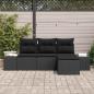 Preview: 4-teiliges Garten Sofa Set mit Kissen Schwarz Poly Rattan