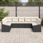 Preview: 9-teiliges Garten Essset mit Kissen Schwarz Poly Rattan