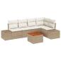 Preview: 6-teiliges Garten-Sofa-Set mit Kissen Beige Poly Rattan Akazie