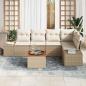 Preview: 6-teiliges Garten-Sofa-Set mit Kissen Beige Poly Rattan Akazie