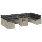 Preview: ARDEBO.de - 11-teiliges Garten-Sofa-Set mit Kissen in Hellgrau aus Poly-Rattan