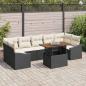 Preview: ARDEBO.de - 8-teiliges Garten-Sofa-Set mit Kissen Schwarz Poly-Rattan
