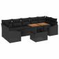 Preview: 8-teiliges Garten Sofa Set mit Kissen Schwarz Poly Rattan