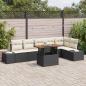 Preview: ARDEBO.de - 7-teiliges Garten-Sofa-Set mit Kissen Schwarz Poly-Rattan