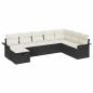 Preview: 8-teiliges Garten Sofa Set mit Kissen Schwarz Poly Rattan.