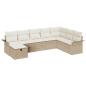 Preview: 8-teiliges Garten-Sofa-Set mit Kissen Beige Poly Rattan