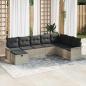 Preview: ARDEBO.de - 8-teiliges Garten Sofa Set mit Kissen, Hellgraues Poly Rattan