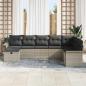Preview: 8-teiliges Garten Sofa Set mit Kissen, Hellgraues Poly Rattan