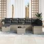 Preview: 9-teiliges Garten Sofa Set mit Kissen Hellgrau Poly Rattan