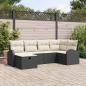 Preview: ARDEBO.de - 6-teiliges Garten Sofa Set mit Kissen Schwarz Poly Rattan