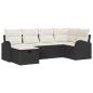 Preview: 6-teiliges Garten Sofa Set mit Kissen Schwarz Poly Rattan