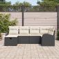 Preview: 6-teiliges Garten Sofa Set mit Kissen Schwarz Poly Rattan