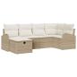Preview: 6-teiliges Garten-Sofa-Set mit Kissen Beiger Poly-Rattan