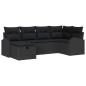 Preview: ARDEBO.de - 6-teilige Garten-Sofa-Set mit Kissen Schwarz Poly-Rattan