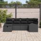 Preview: 6-teilige Garten-Sofa-Set mit Kissen Schwarz Poly-Rattan