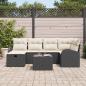 Preview: 7-teiliges Garten-Sofa-Set mit Kissen Schwarz Poly-Rattan
