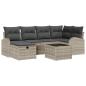 Preview: 7-teilige Garten Sofa Set mit Kissen Hellgrauer Poly Rattan