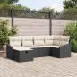 Preview: ARDEBO.de - 6-teiliges Garten Sofa Set mit Kissen Schwarz Poly Rattan