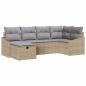 Preview: 6-teiliges Garten-Sofa-Set mit Kissen Beiges Poly-Rattan