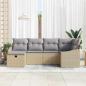Preview: 6-teiliges Garten-Sofa-Set mit Kissen Beiges Poly-Rattan