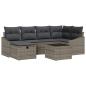 Preview: 7-teiliges Garten-Sofa-Set mit Kissen Grau Poly-Rattan